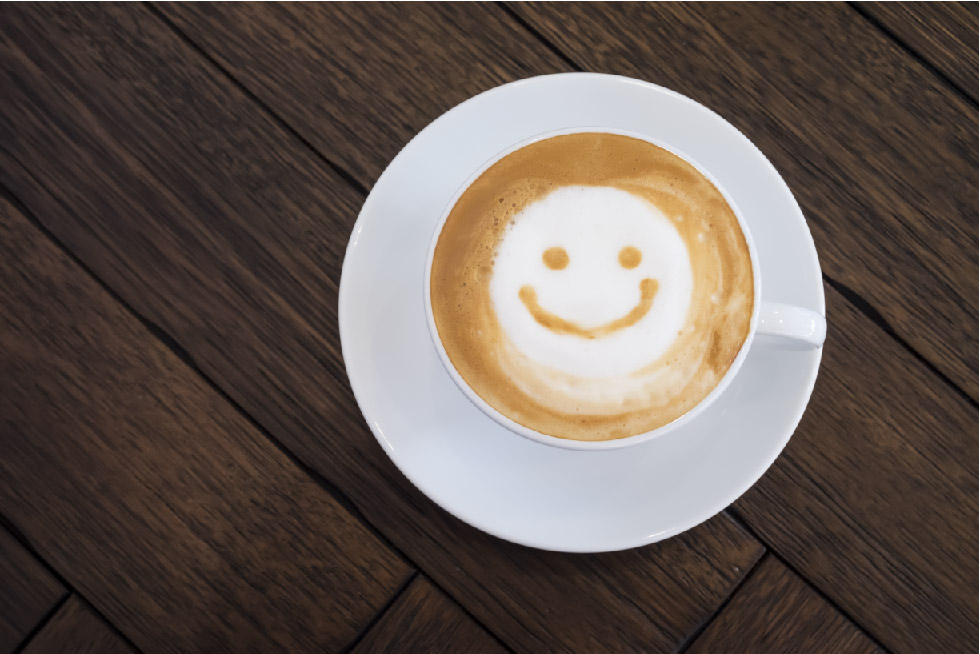 coffee latte art with happy face