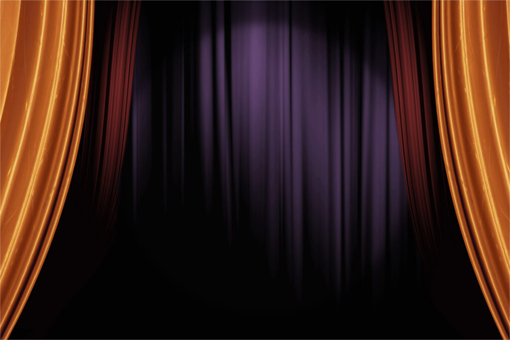 photo of closed theater curtains